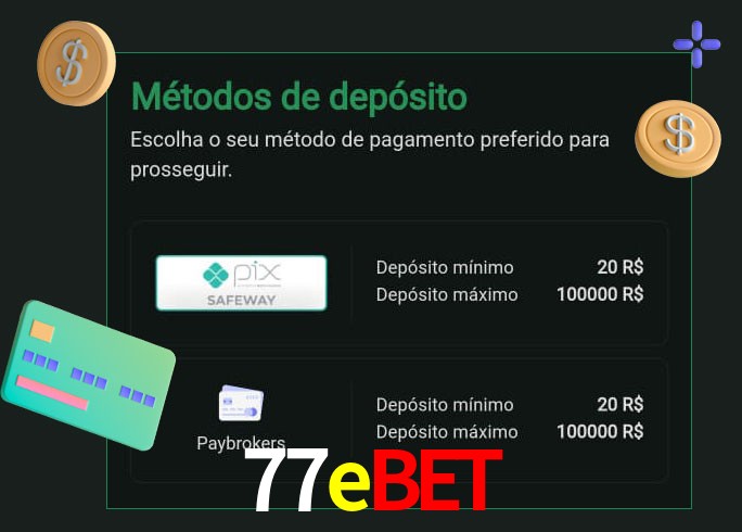 O cassino 77ebet oferece uma grande variedade de métodos de pagamento